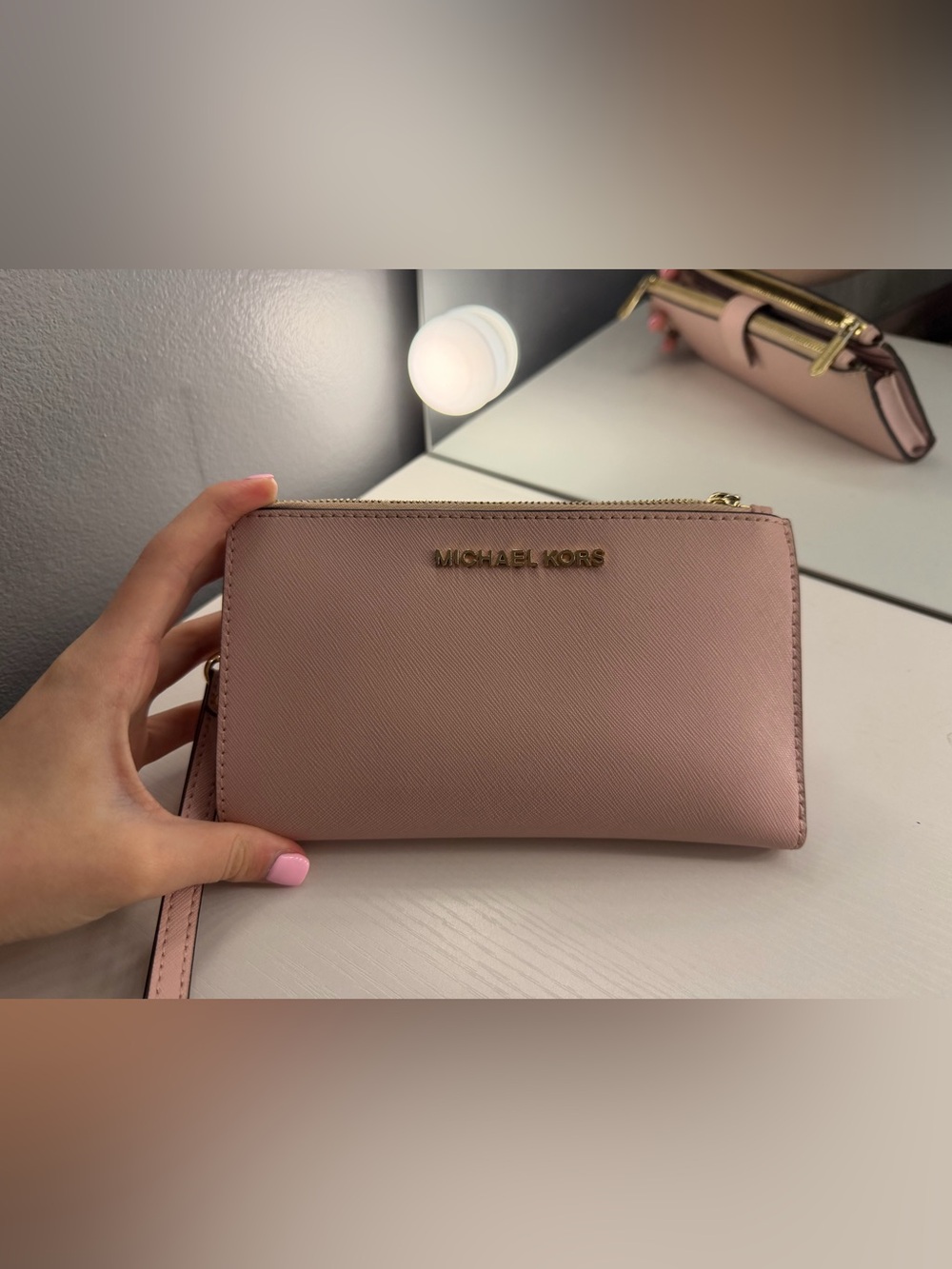 Michael Kors Blush Pink Saffiano Zip Wristlet